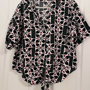 Elegant Black and White Floral Blouse